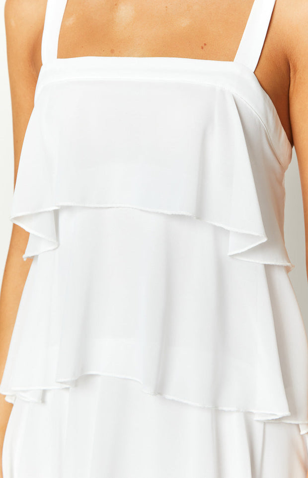 Brielle White Layered Frill Maxi Dress