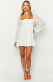 Gemima White Chiffon Mini Dress