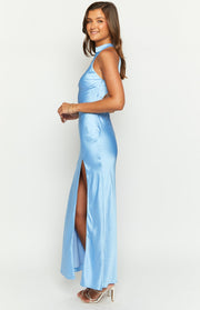 Reese Blue Satin Maxi Dress