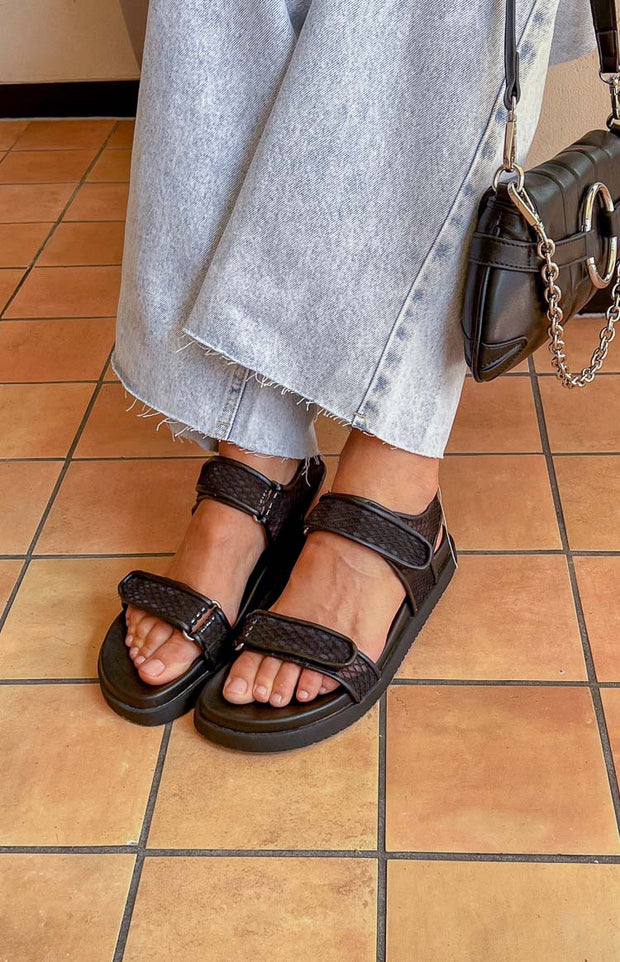 Therapy Rhode Black PU Sandals