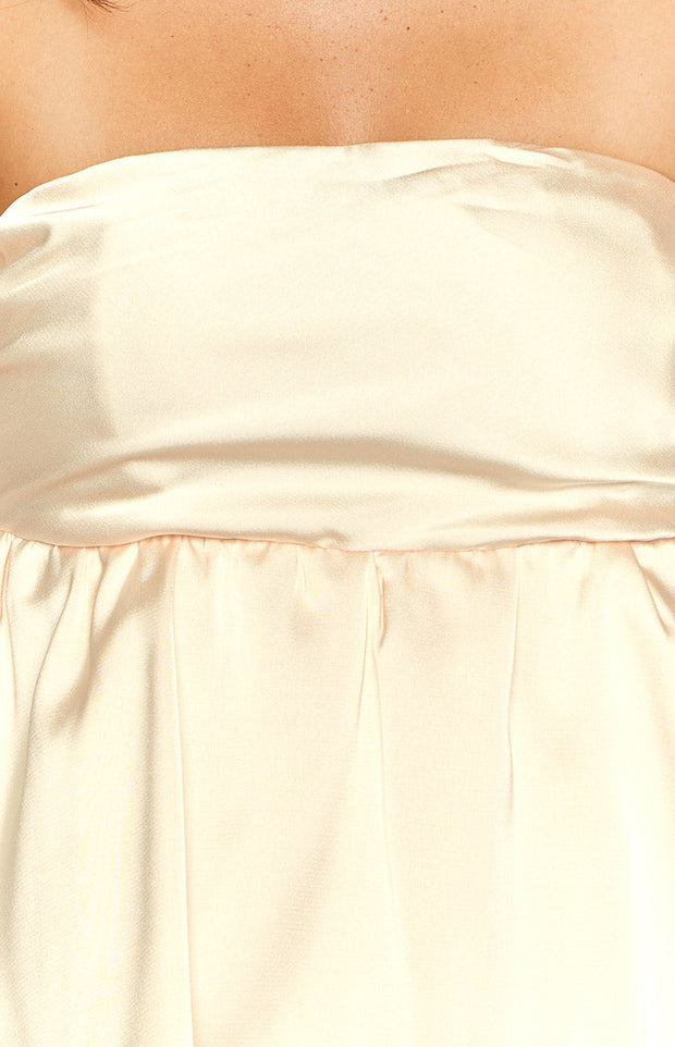 Jamie Cream Satin Strapless Mini Dress