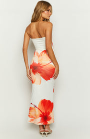 Arizona White Floral Print Maxi Dress