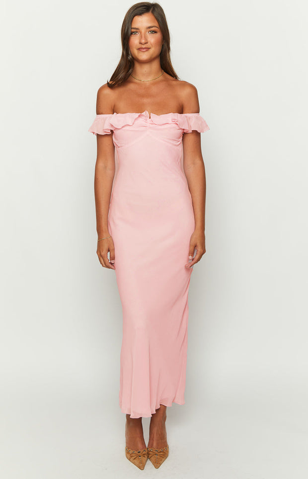 Bellflower Pink Chiffon Maxi Dress