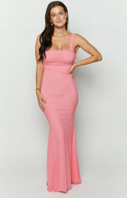 Beverley Pink Mesh Maxi Dress