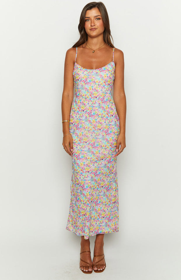 Good Days Painted Floral Pink Maxi Dress