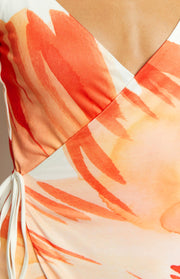 Kennett Orange Floral Mini Wrap Dress