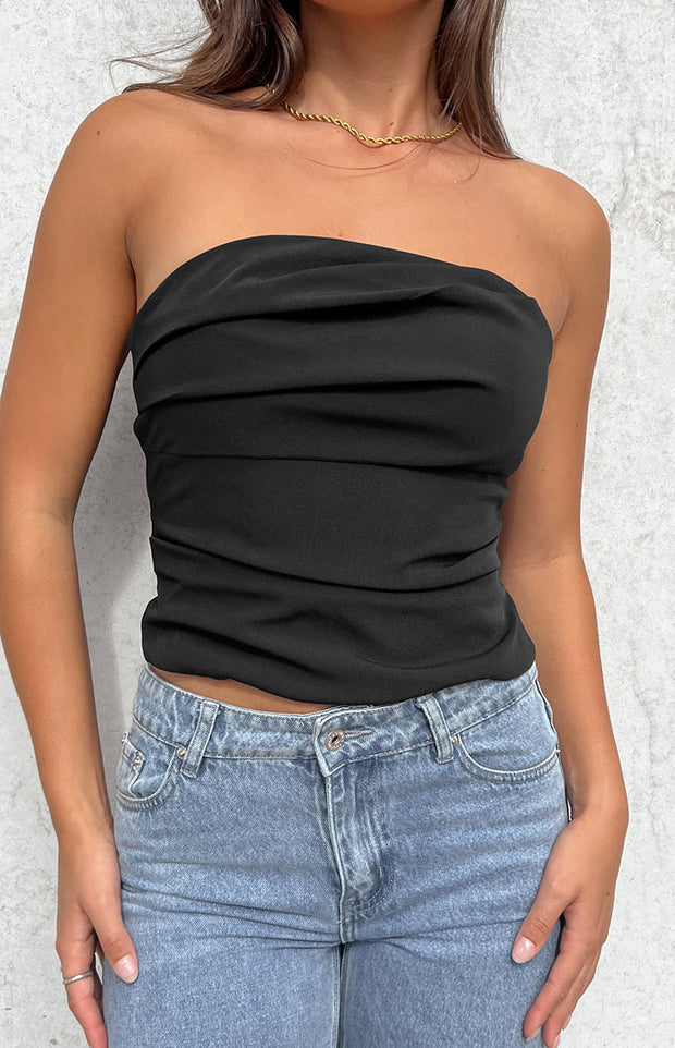 Like That Black Strapless Top