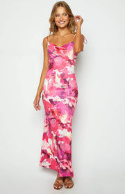 Selena Pink Print Maxi Dress