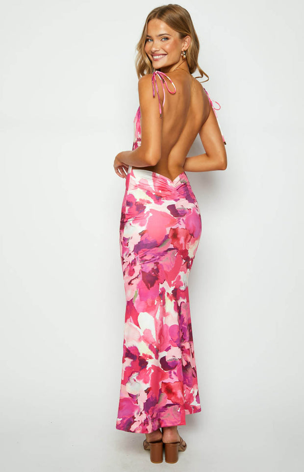 Selena Pink Print Maxi Dress
