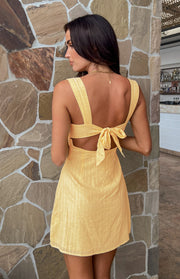 Taylor Yellow Tie Back Mini Dress