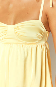 Sammie Yellow Satin Mini Dress